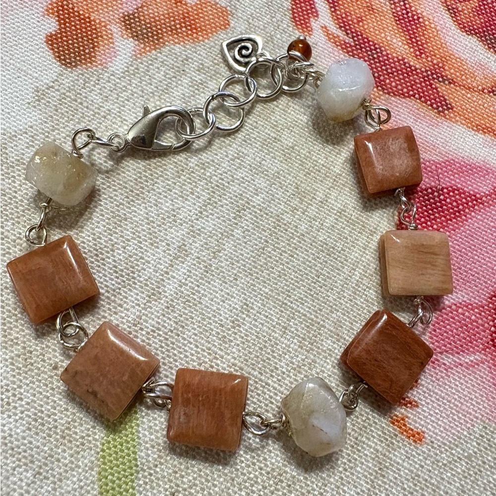 Sandstone and Citrine Silver Bracelet.